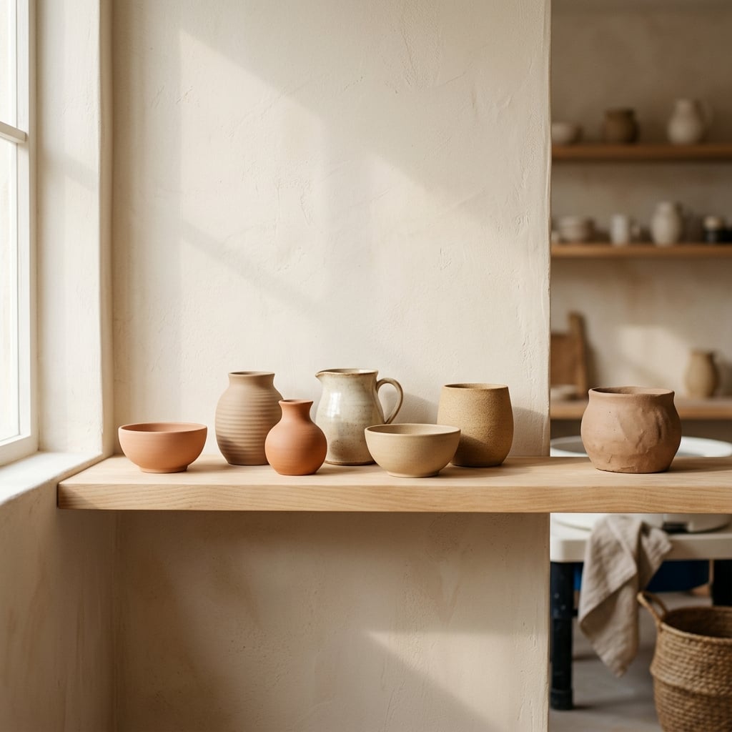 Handmade Polymer Clay Pottery Studio Background